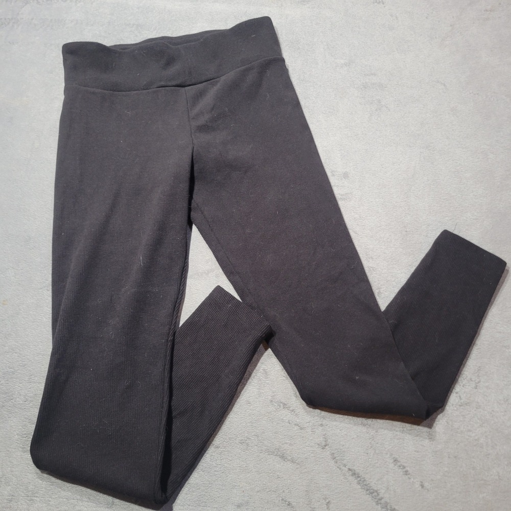 No Boundaries Leggings Womens L 12-14 Black Ribbed Knit High Rise Casual Stretch